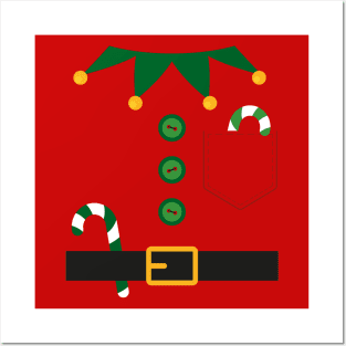 Cute Novelty Christmas Elf - Funny Red Posters and Art